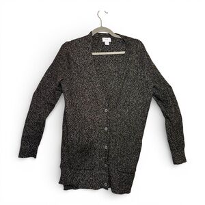 Old Navy Black Marled Longline Cardigan Preppy Classic Cozy Small